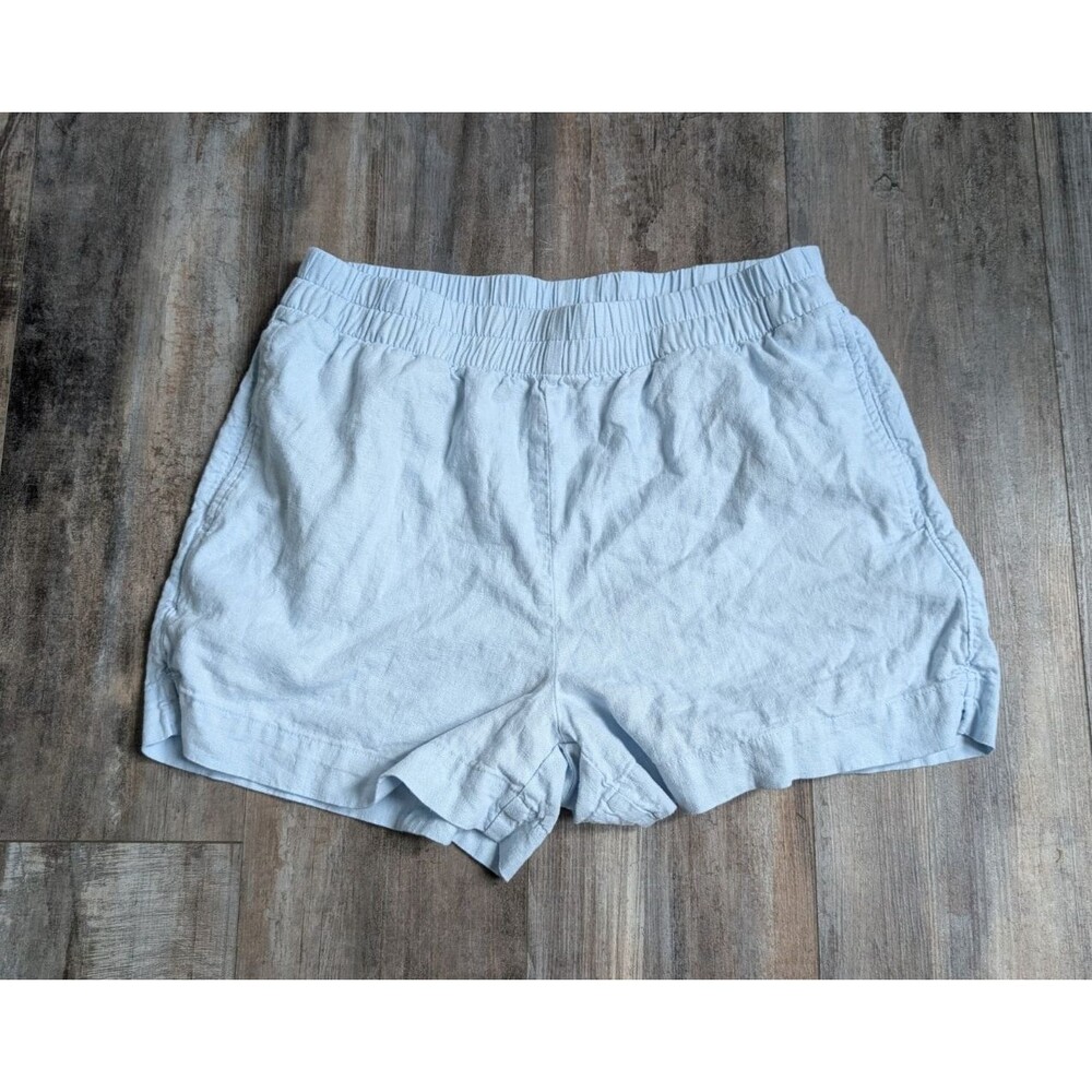 Old Navy High-Waisted Beach Linen Pull-On Shorts Baby Blue Women's Medium 3"